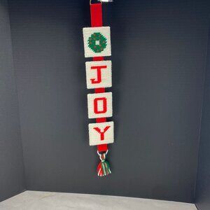 Vintage Cross Stitch JOY Christmas Hanger Wall Decor